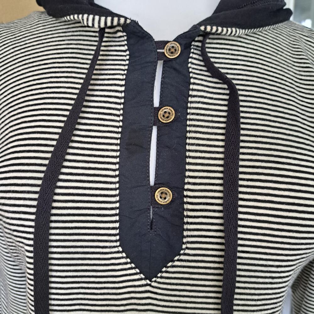 LAUREN Ralph Lauren Navy Stripe Jersey Hoodie Top Medium - Picture 5 of 9